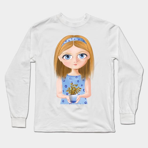 Big blue eyes girl Long Sleeve T-Shirt by Mimie20